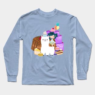 Alpaca cake party Long Sleeve T-Shirt